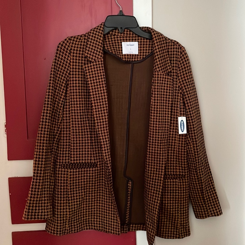 Old navy brown houndstooth cardigan/blazer - tags on